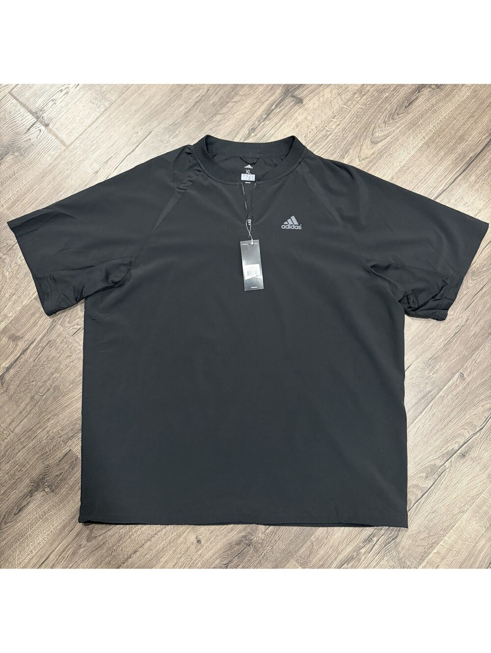 Adidas Men XL Baseball Batting Jacket Black Short Sleeve 1/4 Zip Dugout NWT
